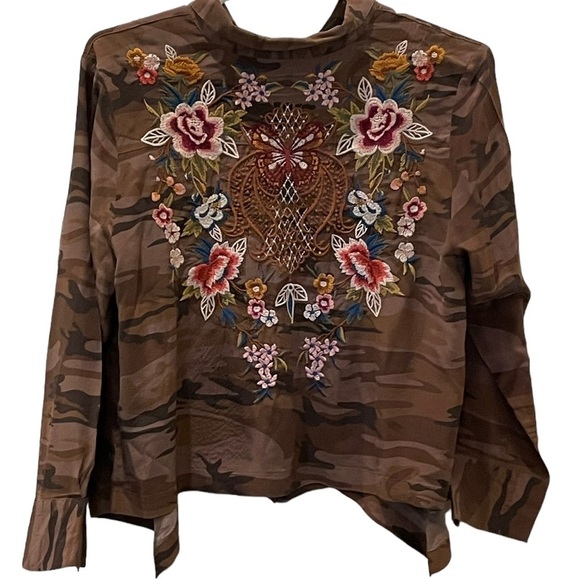 JOHNNY WAS SILK BUTTON DOWN - SZ L - Picture 2 of 4